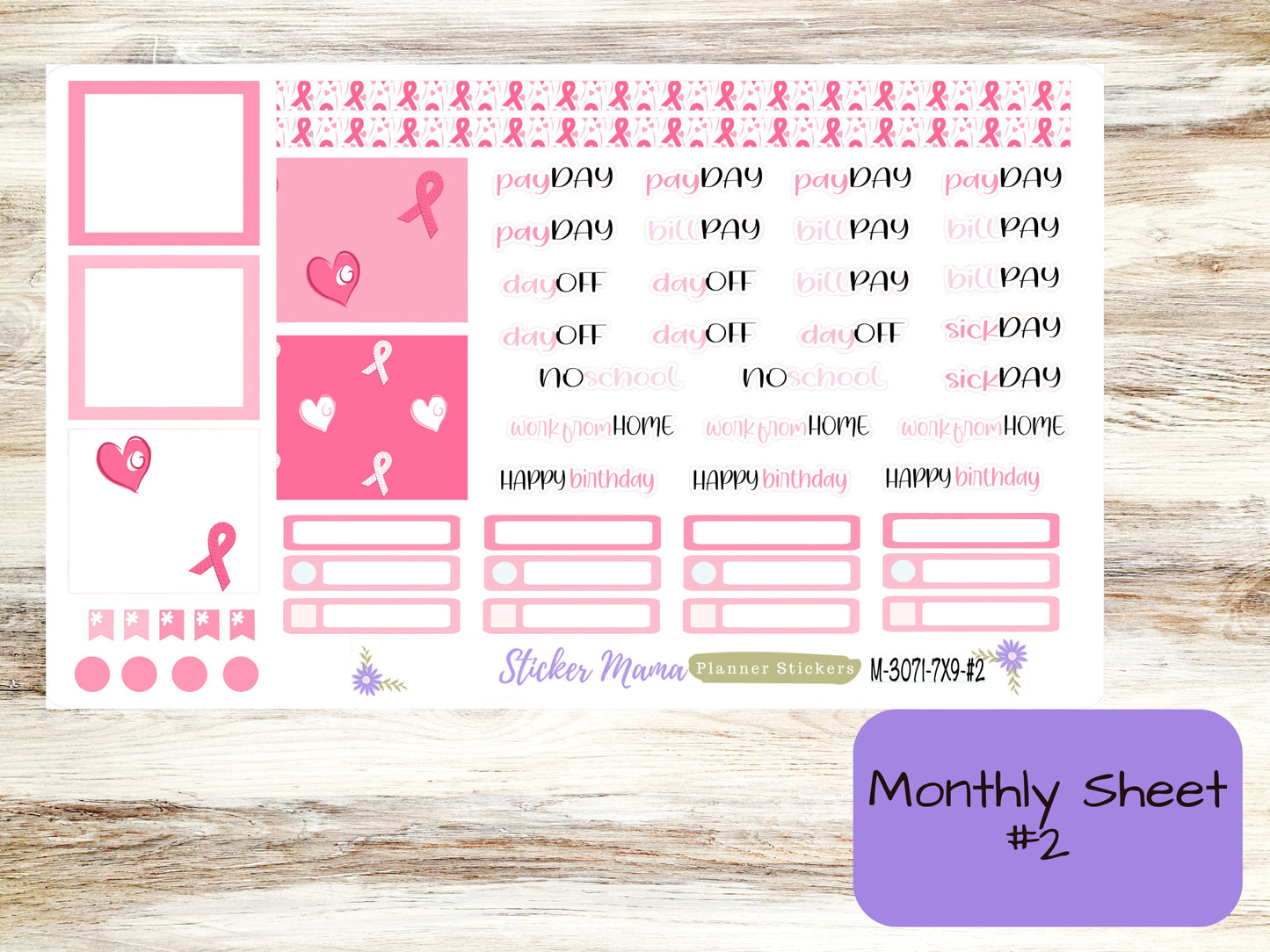 MONTHLY KIT-3071 || 7X9 || Breast Cancer - 7x9 ec October Monthly Kit - October Monthly Planner Kits -  Monthly Pages