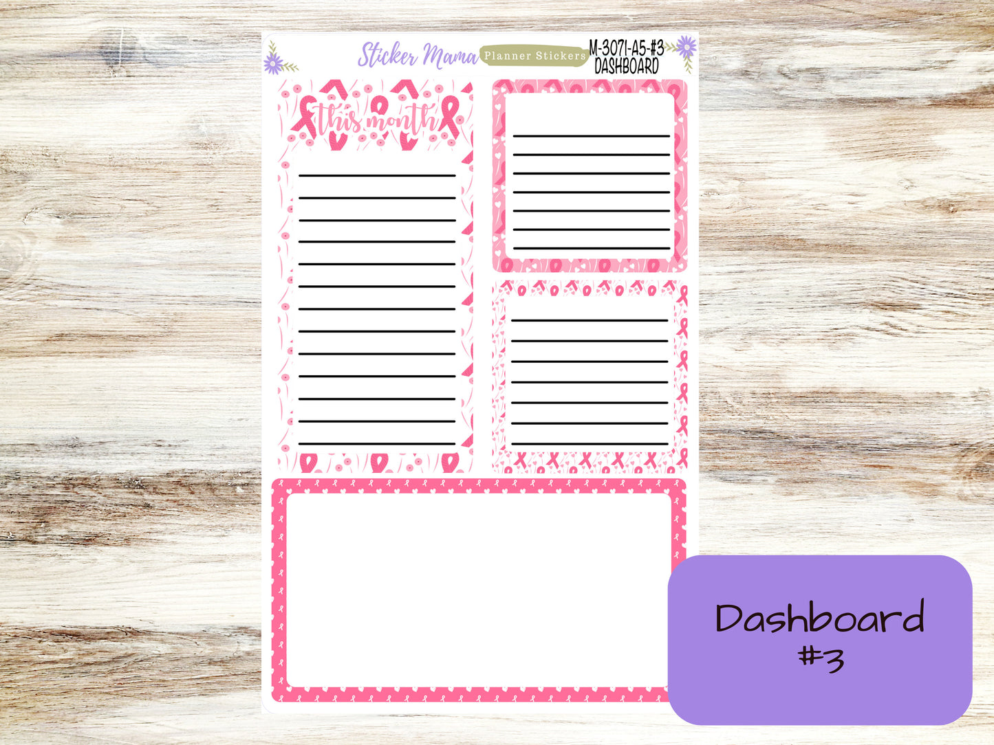 MONTHLY KIT-3071 || A5 || Breast Cancer  || - ec October Monthly Kit - October Monthly Planner Kits - Monthly Pages