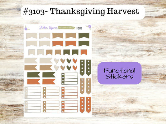 CUTE FUNCTIONAL STICKERS-F-3103 || Harvest Thanksgiving || Planner Stickers || Stickers ||