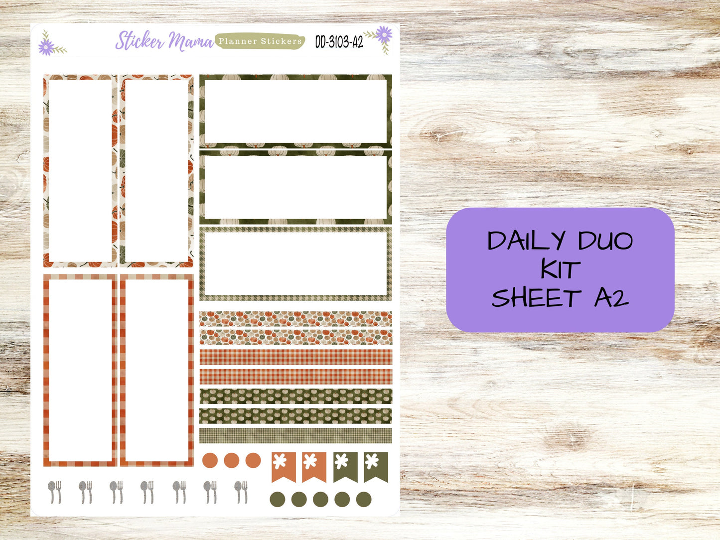 DAILY DUO 7x9-Kit #3103  || Harvest Thanksgiving || Planner Stickers - Daily Duo 7x9 Planner - Daily Duo Stickers - Daily Planner