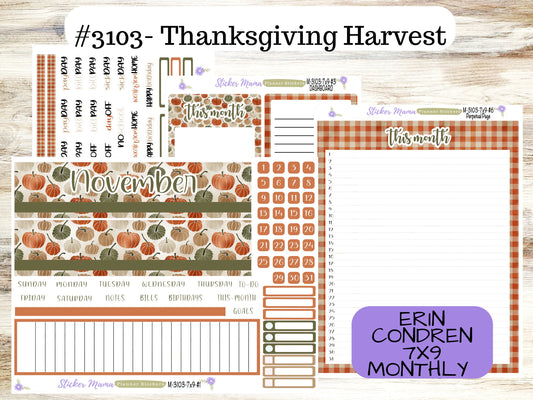 MONTHLY KIT-3103 || 7X9 || Harvest Thanksgiving - 7x9 ec November Monthly Kit - August Monthly Planner Kits -  Monthly Pages