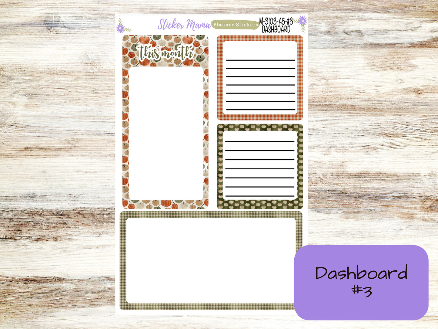 MONTHLY KIT-3103 || A5 || Harvest Thanksgiving  || - ec January Monthly Kit - January Monthly Planner Kits - Monthly Pages