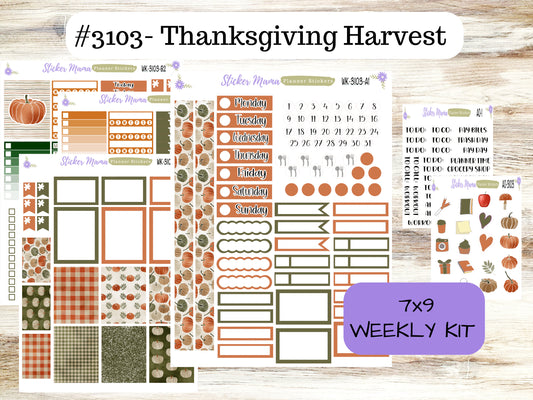 WEEKLY KIT-3103 - Harvest Thanksgiving  || Weekly Planner Kit || Erin Condren || Hourly Planner Kit || Vertical Planner Kit