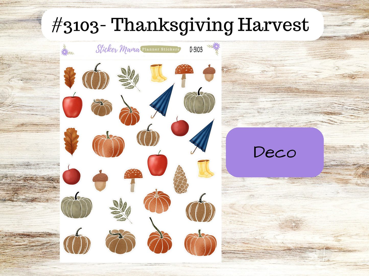 DECO-3103 || Harvest Thanksgiving  || PLANNER STICKERS || Thanksgiving Stickers ||