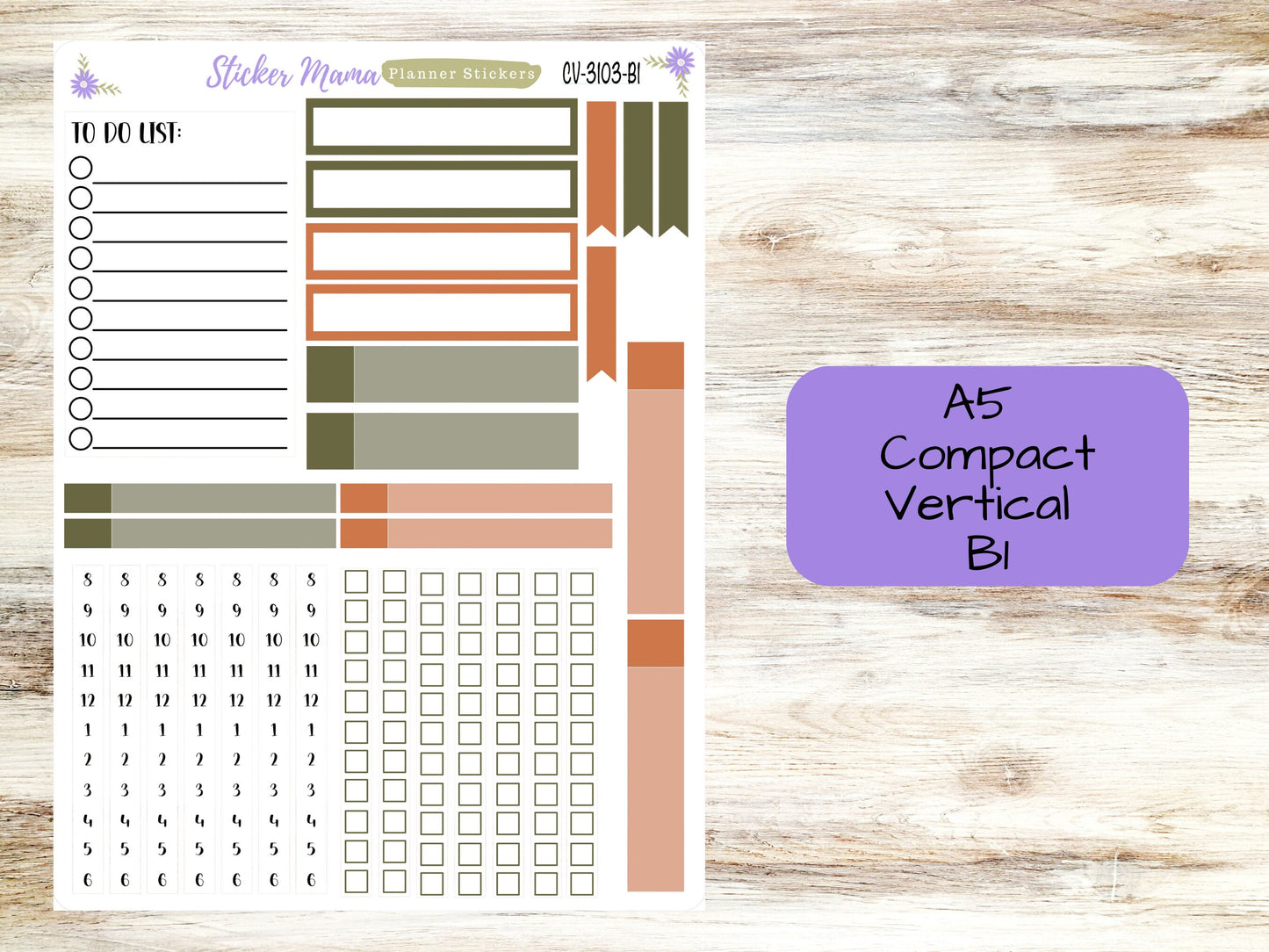 CV3103 || HARVEST THANKSGIVING || Compact Vertical || A5 Weekly Kit || Planner Stickers || Erin Condren Compact Vertical Weekly Kit