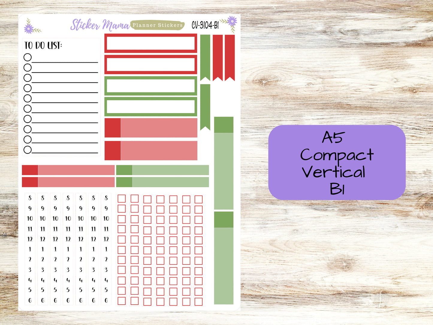 A5 COMPACT VERTICAL-Kit #3104 || Santa's Here  - Compact Vertical - Planner Stickers - Erin Condren Compact Vertical Weekly Kit