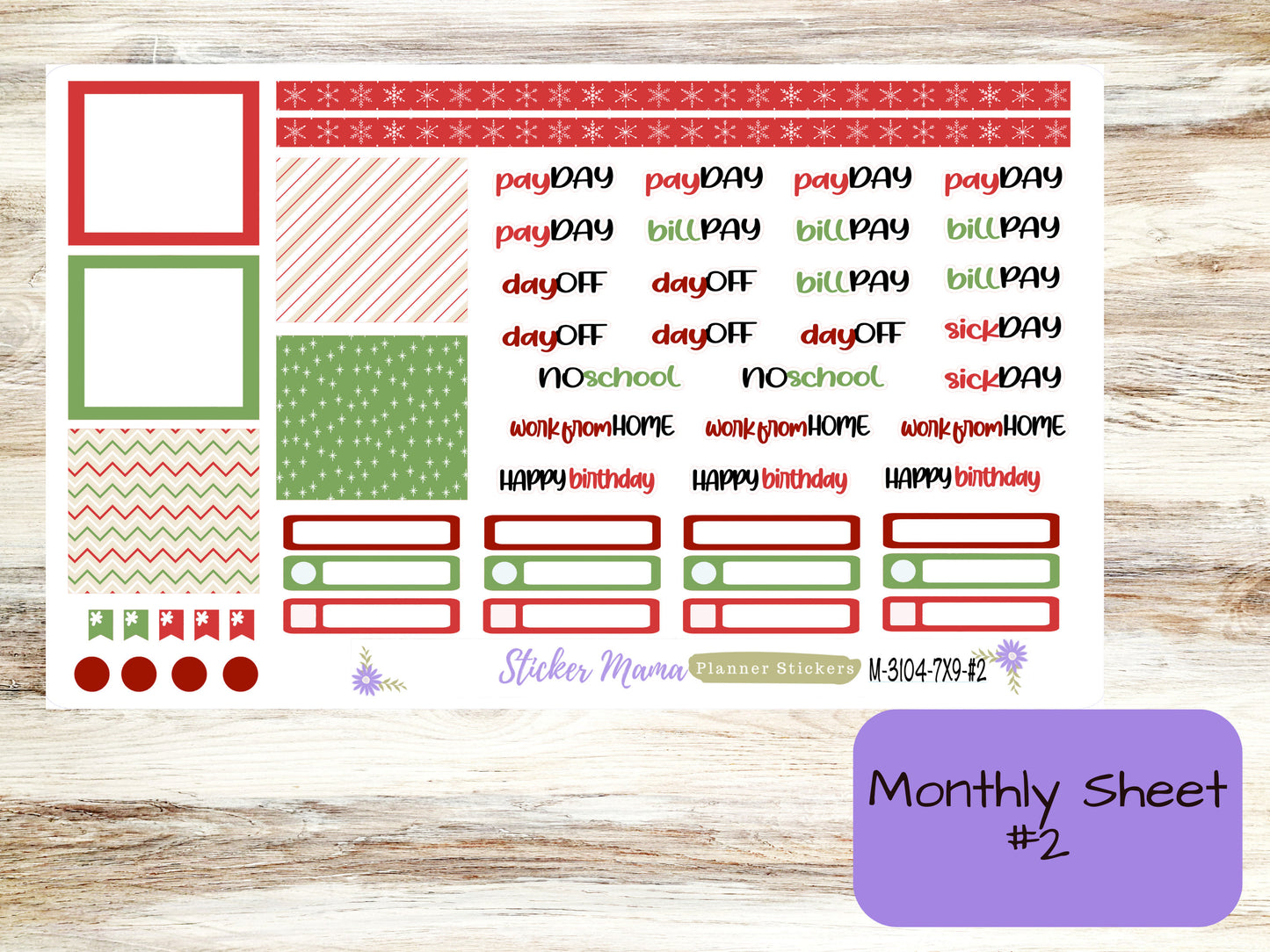 MONTHLY KIT-3104 || 7X9 || Santa's Here - 7x9 ec December Monthly Kit - December Monthly Planner Kits -  Monthly Pages