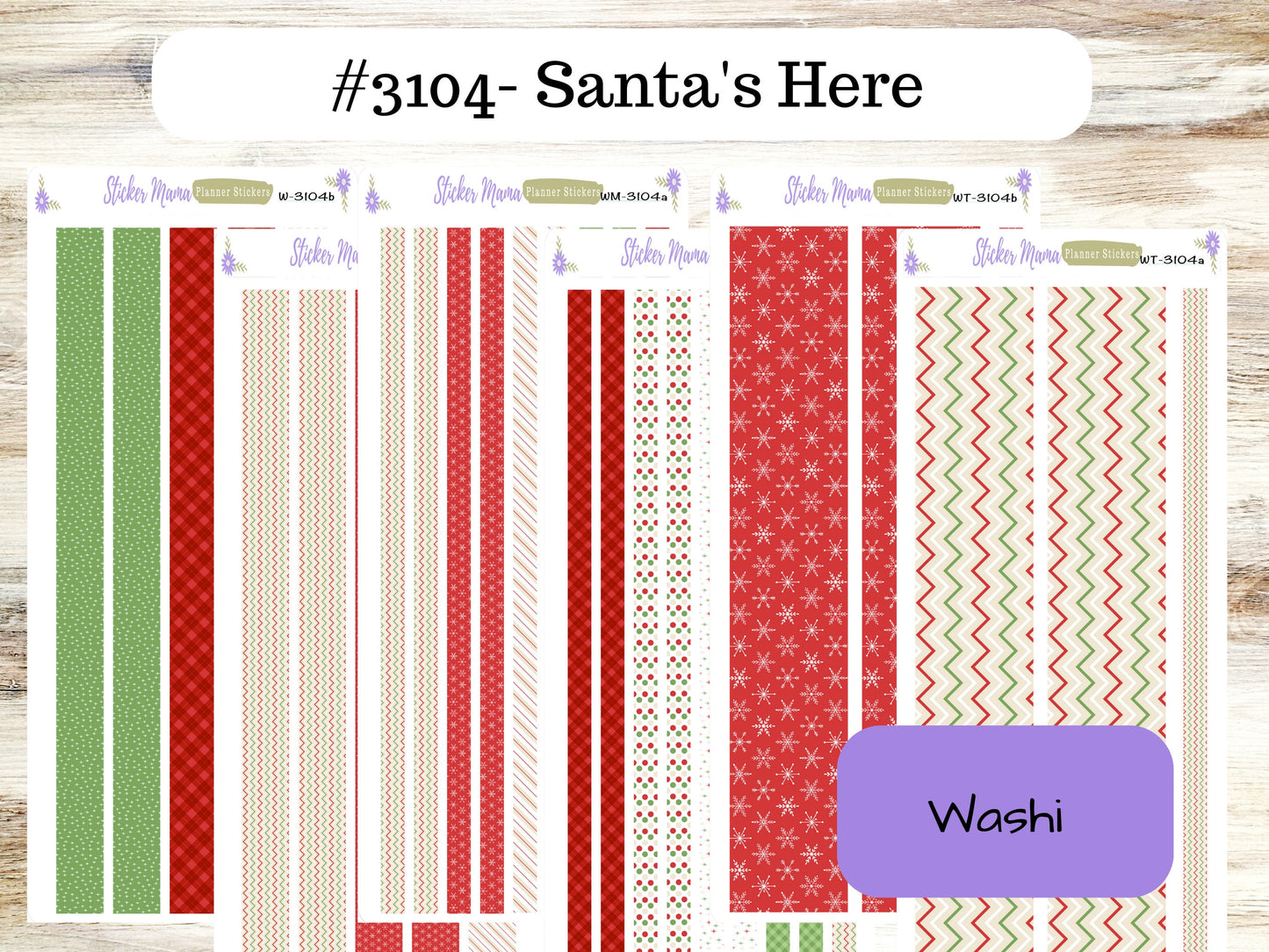 WASHI PLANNER STICKERS || 3104 || Santa's Here || Washi Stickers || Planner Stickers || Washi for Planners