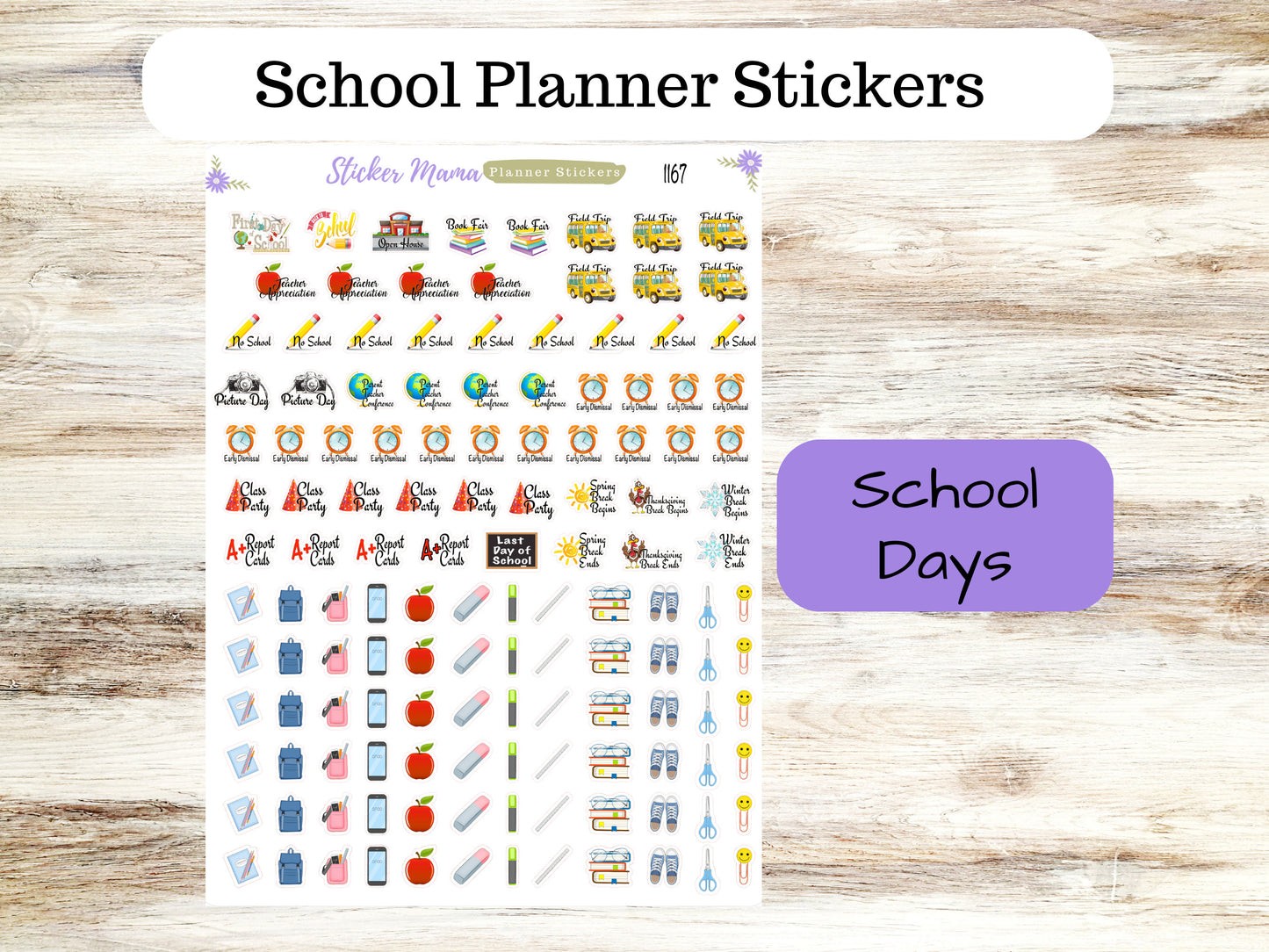 SCHOOL PLANNER STICKERS 1167, School Stickers, Back to School Stickers, Functional Stickers, School Planner, Planner Stickers,