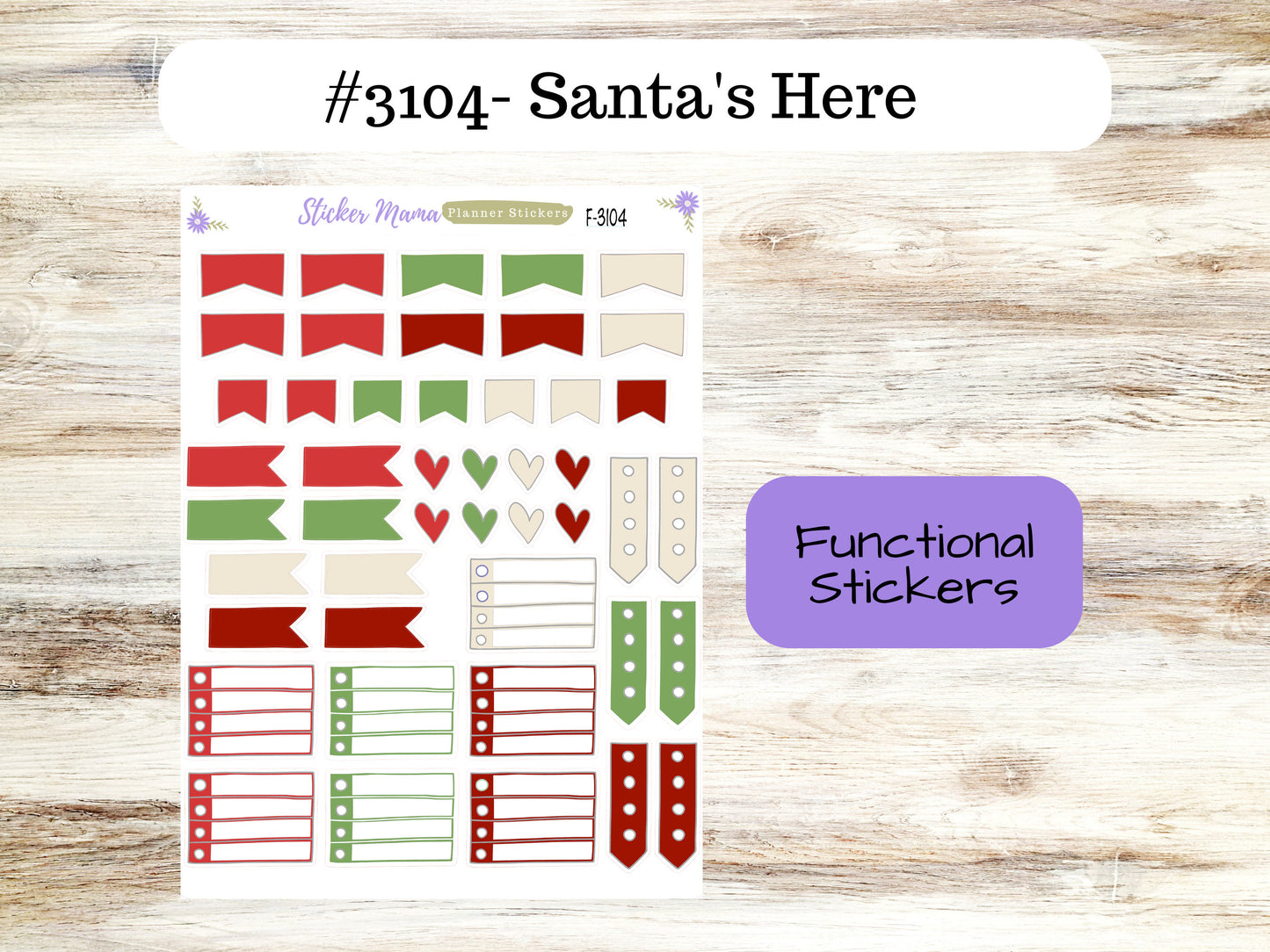 CUTE FUNCTIONAL STICKERS-F-3104 || Santa's Here || Planner Stickers || Stickers ||