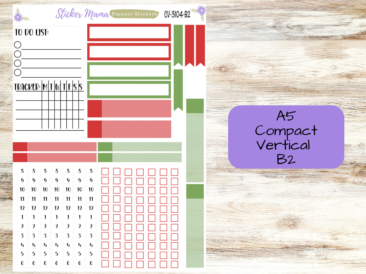 A5 COMPACT VERTICAL-Kit #3104 || Santa's Here  - Compact Vertical - Planner Stickers - Erin Condren Compact Vertical Weekly Kit