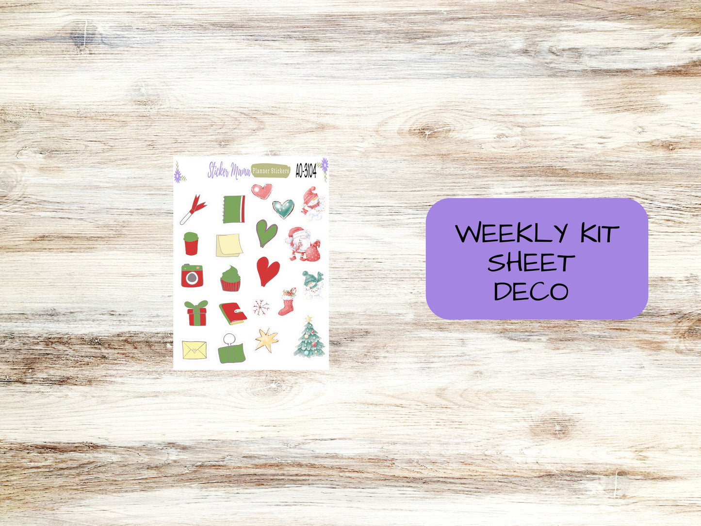 WEEKLY KIT-3104 - Santa's Here  || Weekly Planner Kit || Erin Condren || Hourly Planner Kit || Vertical Planner Kit