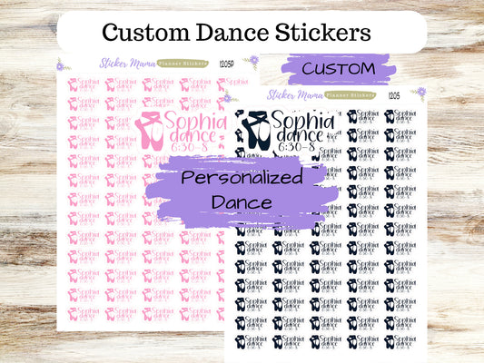 1205 CUSTOM PERSONALIZED Dance Stickers || Dance Practice Planner Stickers ||