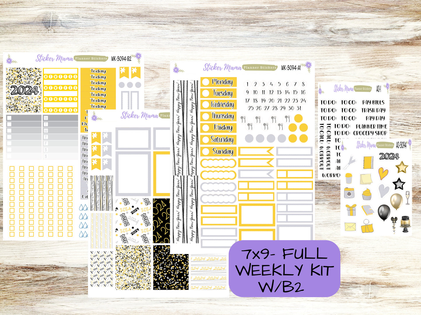 WK-3094 - Happy New Year  || Weekly Planner Kit || Erin Condren || Hourly Planner Kit || Vertical Planner Kit