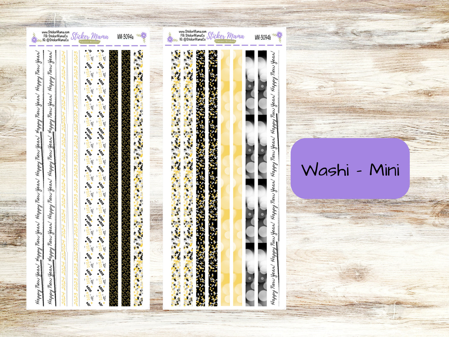 W-3094- HAPPY NEW YEAR Washi Stickers || Planner Stickers || Washi for Planners