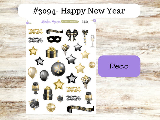 DECO-3094 || Happy New Year || Planner Stickers || Stickers ||