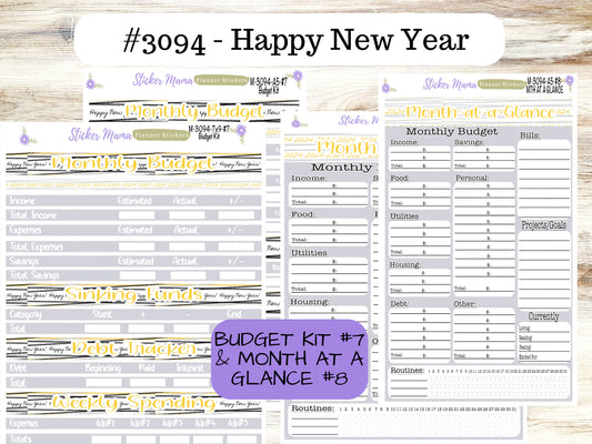 BUDGET - MONTH @ a GLANCE-3094 || A5 & 7x9 || January Budget Sticker Kit || Notes Page Stickers || Planner Budget Kit