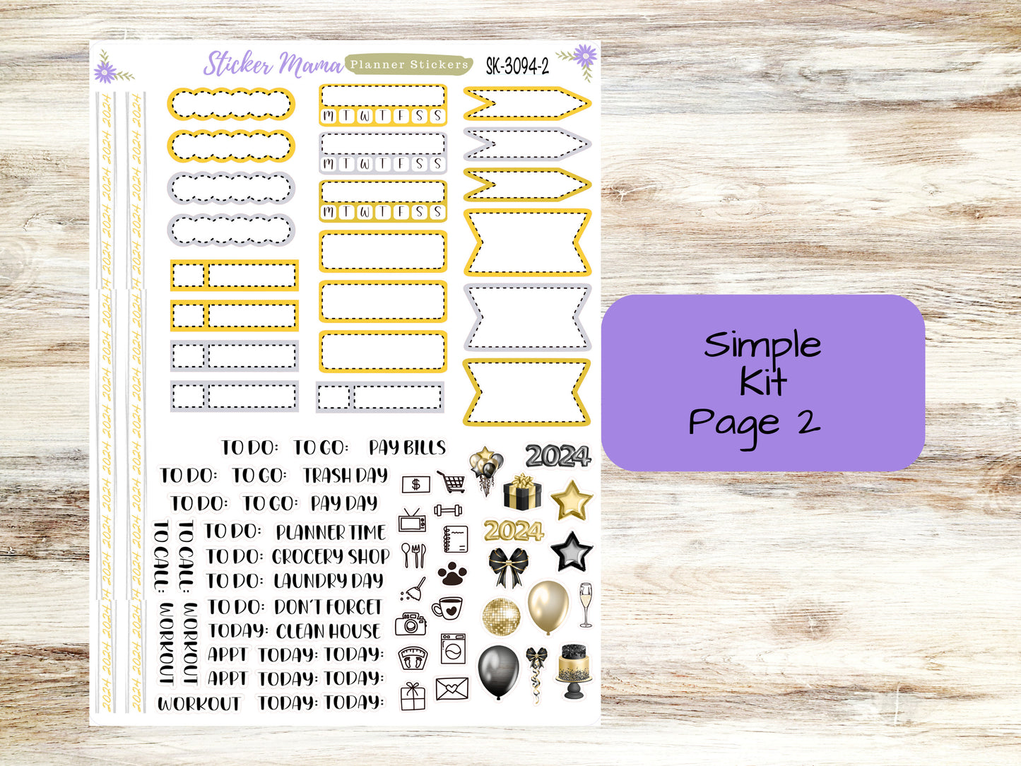SIMPLE KIT  || #3094 || Happy New Year || Any Kind Planner || Planner Stickers || Planner Stickers