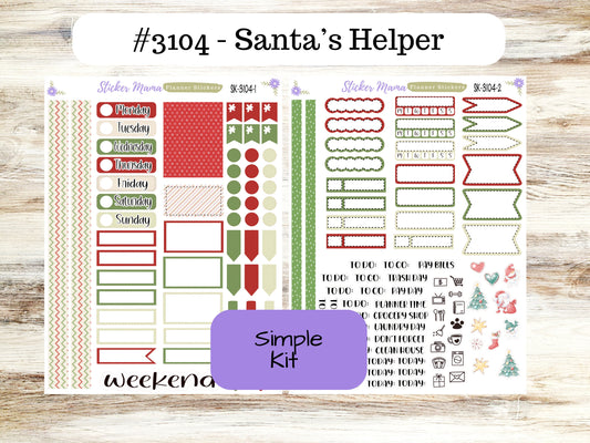 SIMPLE KIT  || #3104 || Santa's Helper || Any Kind Planner || Planner Stickers || Planner Stickers