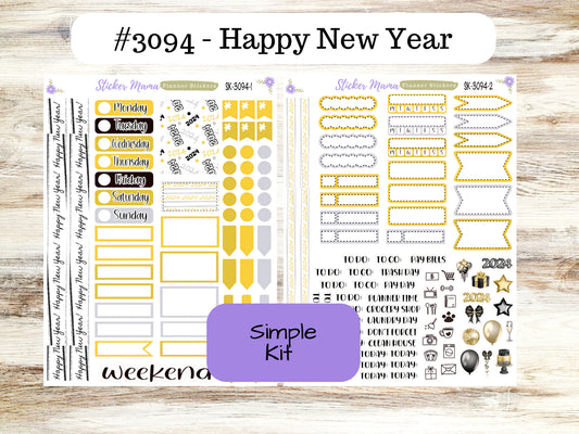 SIMPLE KIT  || #3094 || Happy New Year || Any Kind Planner || Planner Stickers || Planner Stickers