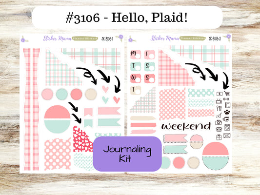 JOURNALING KIT  || #3106 || Hello, Plaid! || Journal Planner || Planner Stickers || Journal Stickers