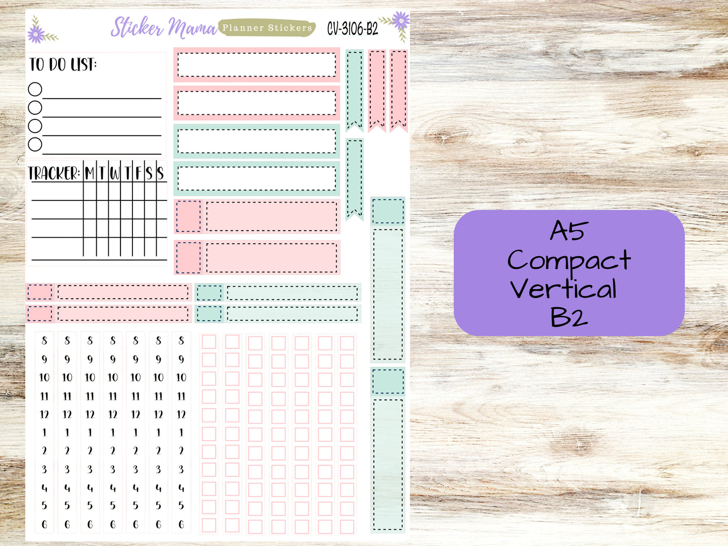 A5 COMPACT VERTICAL-Kit #3106 || Hello, Plaid!  - Compact Vertical - Planner Stickers - Erin Condren Compact Vertical Weekly Kit