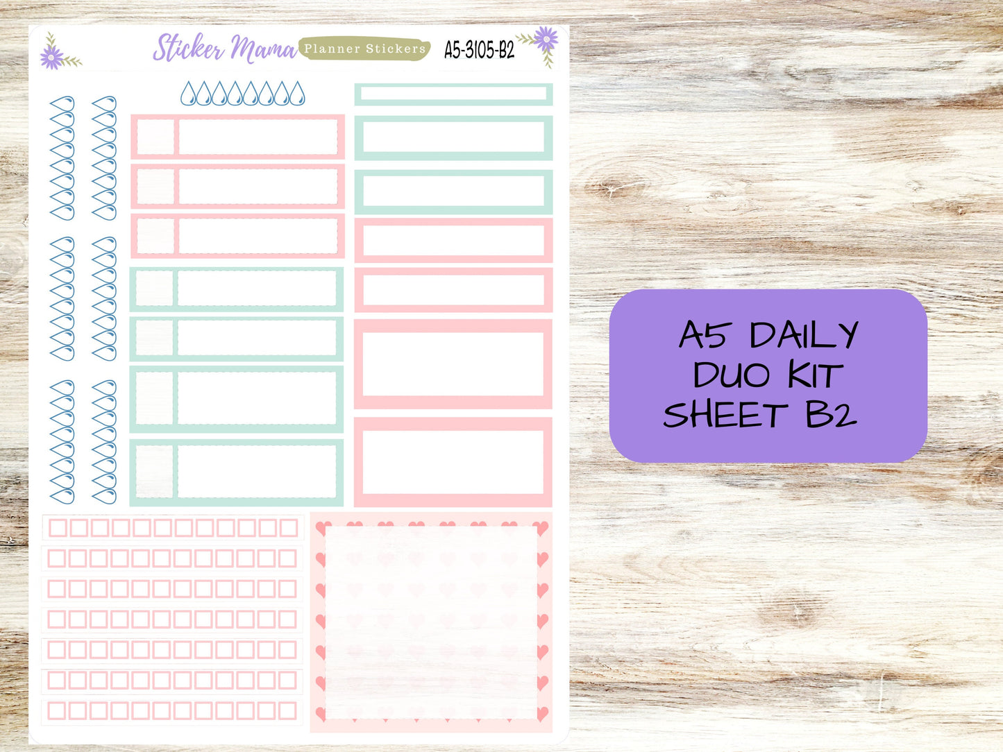 A5-DAILY DUO-Kit #3105 || Hello, Love!  || Planner Stickers - Daily Duo A5 Planner - Daily Duo Stickers - Daily Planner