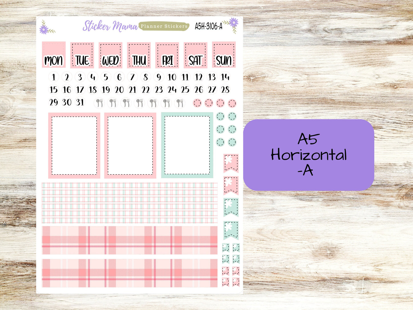 A5 Horizontal || #3106 || Hello, Plaid! || A5 Weekly Kit || Planner Stickers || Erin Condren A5 Horizontal Weekly Kit