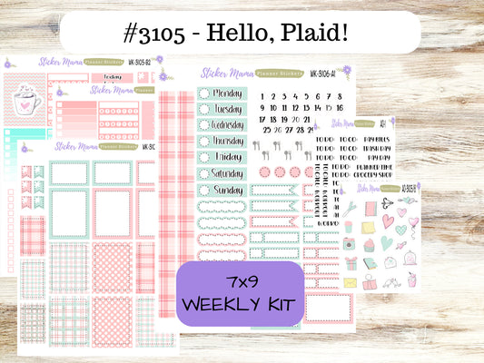 WK-3106 - Hello, Plaid!  || Weekly Planner Kit || Erin Condren || Hourly Planner Kit || Vertical Planner Kit