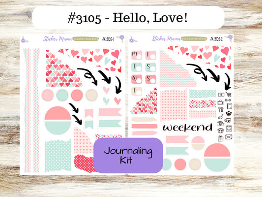 JOURNALING KIT  || #3105 || Hello, Love! || Journal Planner || Planner Stickers || Journal Stickers