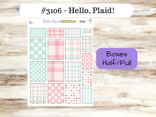 FULL BOXES-3106 || Hello, Plaid! || Planner Stickers -|| Full Box for Planners