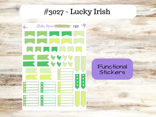 CUTE FUNCTIONAL STICKERS-F-3027 || Lucky Irish || Planner Stickers || Stickers ||
