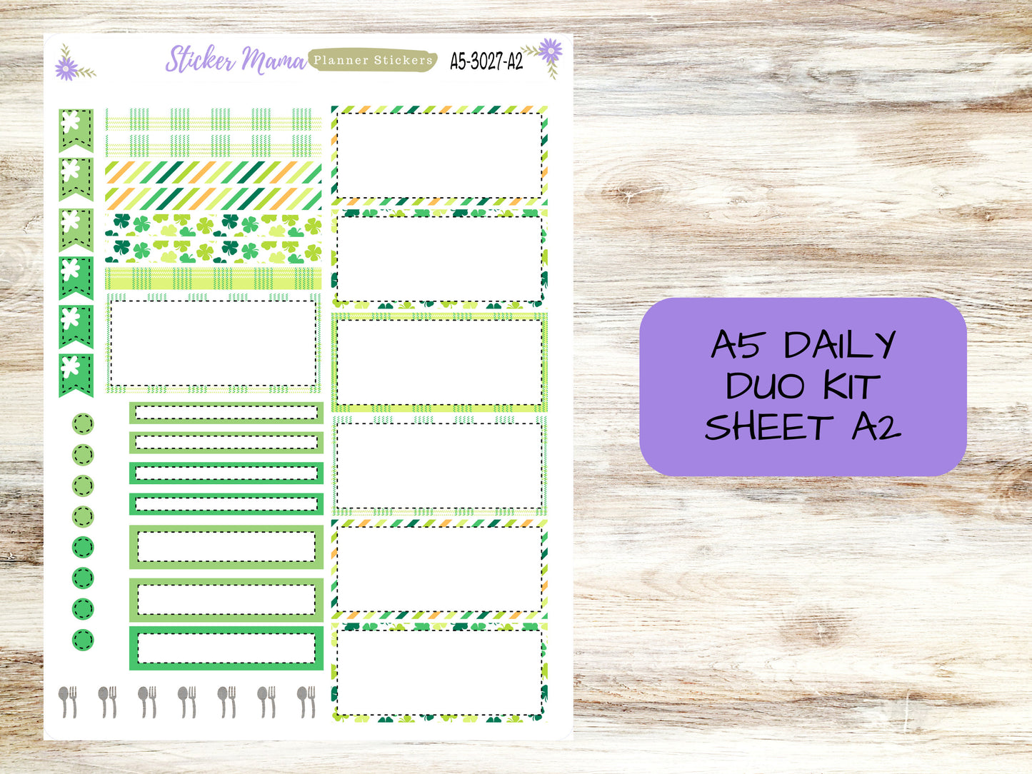 A5-DAILY DUO-Kit #3027 || Lucky Irish || Planner Stickers - Daily Duo A5 Planner - Daily Duo Stickers - Daily Planner