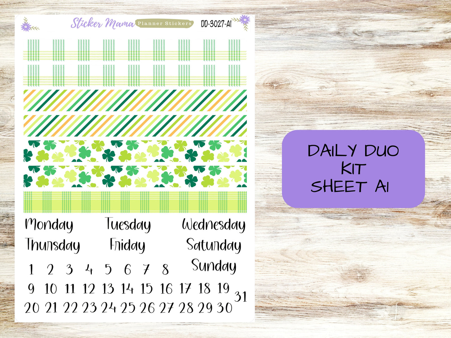 DAILY DUO 7x9-Kit #3027  || Lucky Irish || Planner Stickers - Daily Duo 7x9 Planner - Daily Duo Stickers - Daily Planner