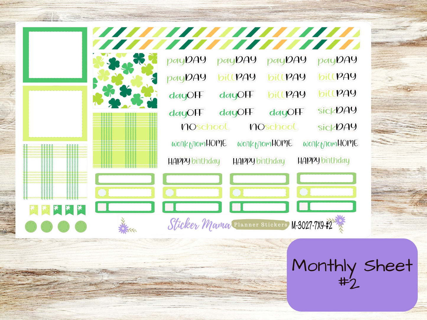 MONTHLY KIT-3027 || 7X9 || Lucky Irish - 7x9 ec March Monthly Kit - March Monthly Planner Kits -  Monthly Pages
