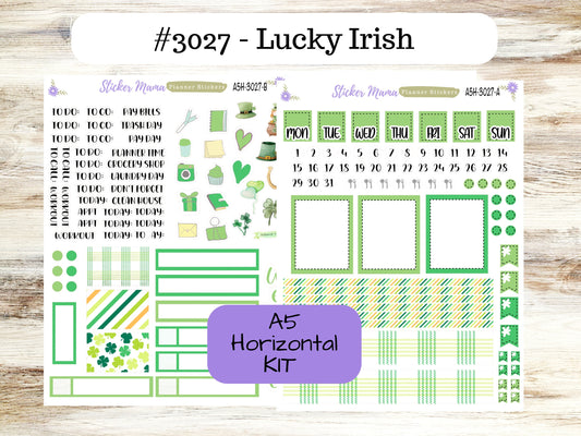 A5 Horizontal || #3027 || Lucky Irish || A5 Weekly Kit || Planner Stickers || Erin Condren A5 Horizontal Weekly Kit