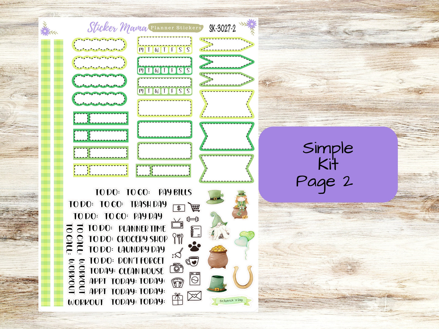 SIMPLE KIT  || #3027 || Lucky Irish || Any Kind Planner || Planner Stickers || Planner Stickers