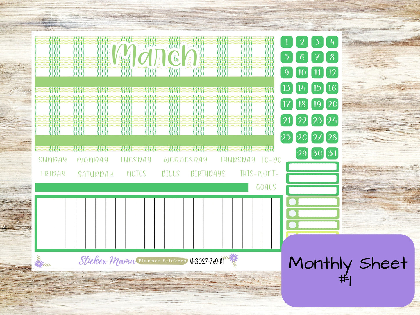 MONTHLY KIT-3027 || 7X9 || Lucky Irish - 7x9 ec March Monthly Kit - March Monthly Planner Kits -  Monthly Pages