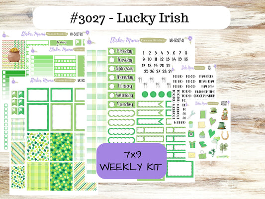 WK-3027 - Lucky Irish  || Weekly Planner Kit || Erin Condren || Hourly Planner Kit || Vertical Planner Kit