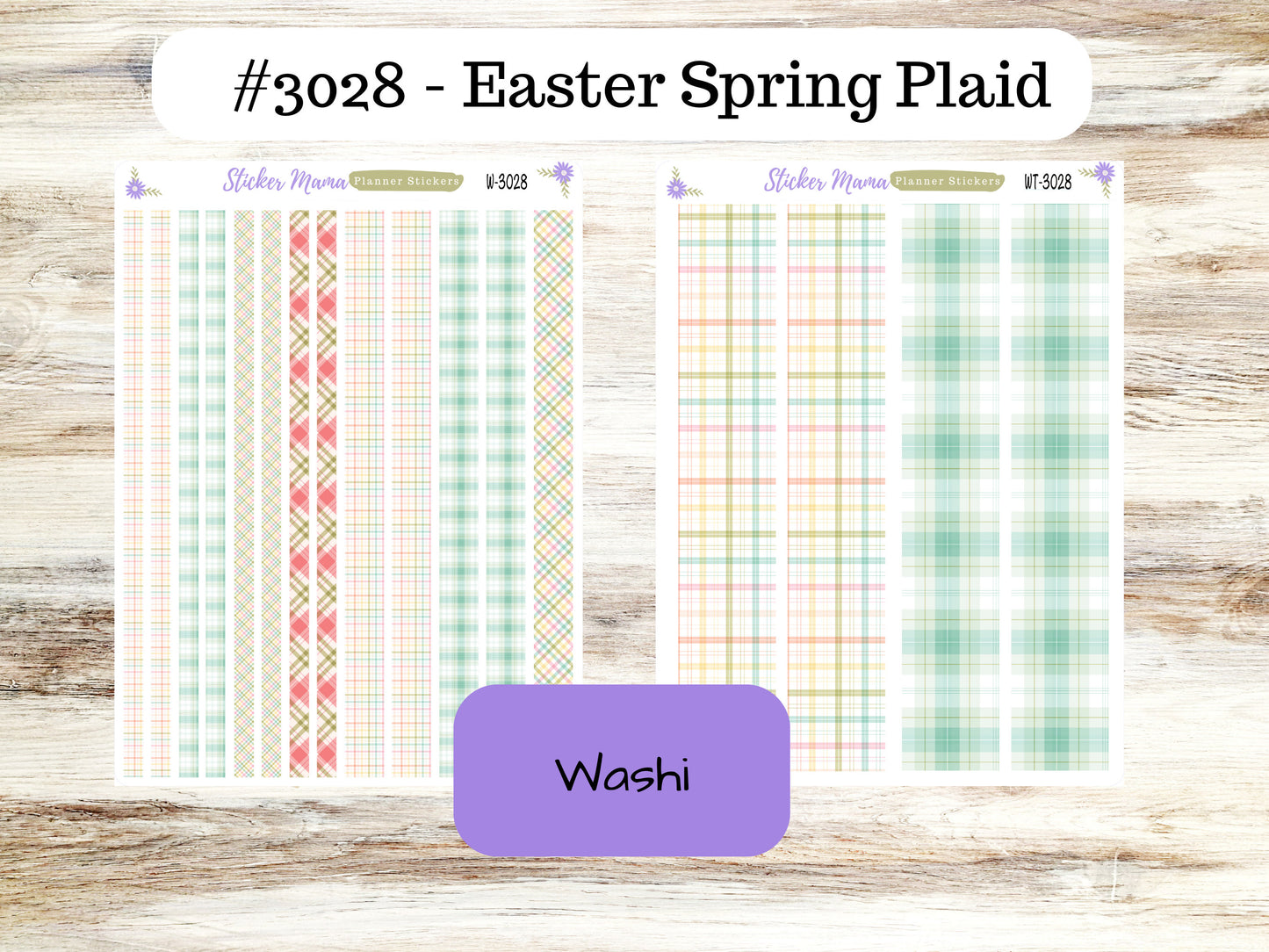 WASHI PLANNER STICKERS || 3028 || Easter Spring Plaid || Washi Stickers || Planner Stickers || Washi for Planners