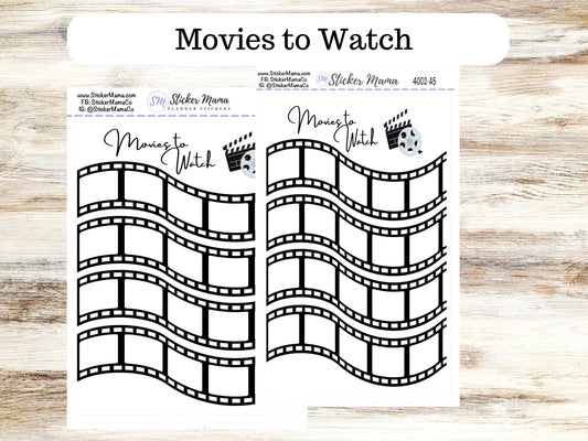 MOVIE TRACKER 4002 - A5 or 7x9 Movie Planner Stickers - Movie Tracker Sticker - Movie Log Sticker