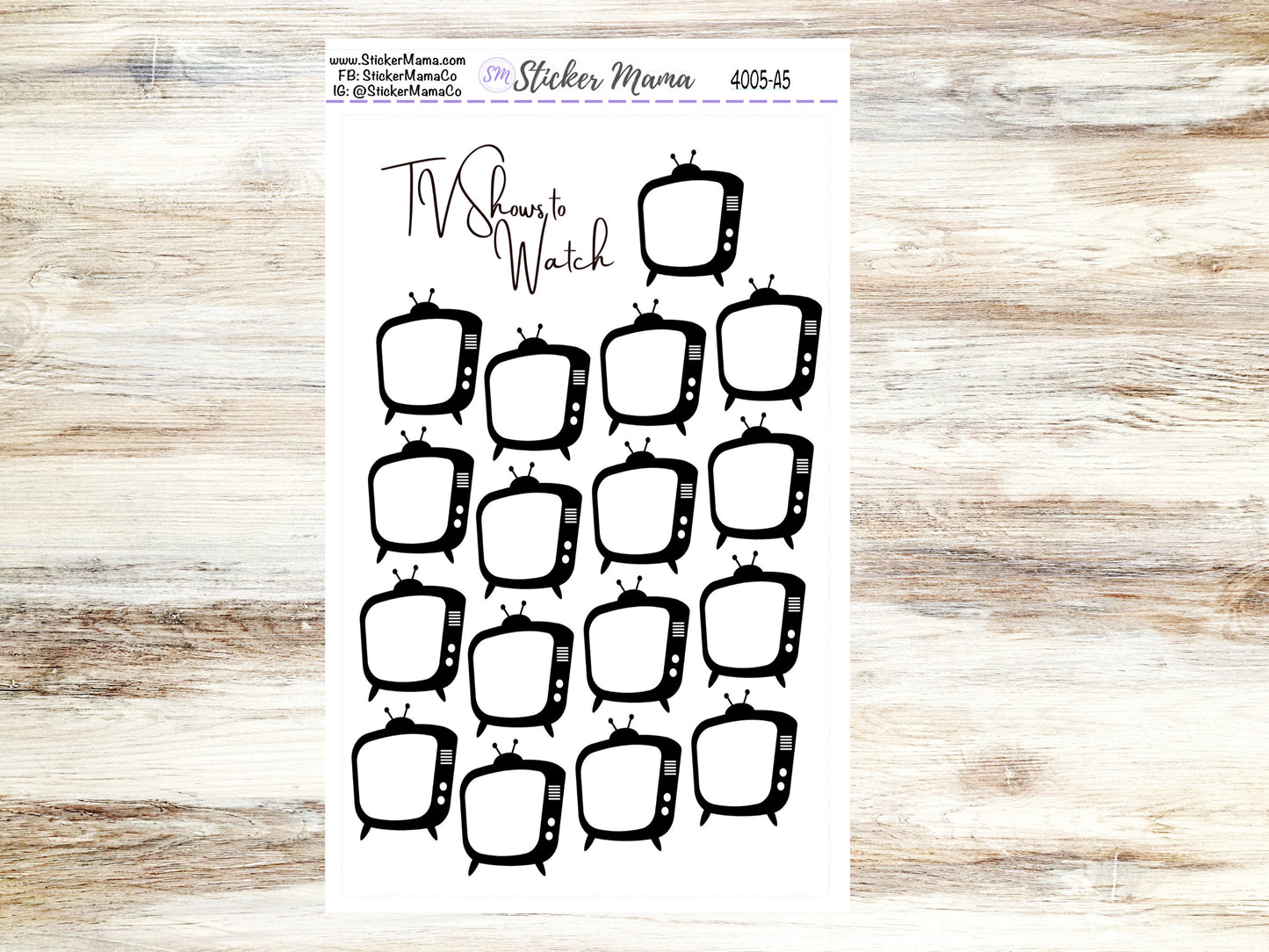 TV SHOW TRACKER 4005 - A5 or 7x9 Movie Planner Stickers - Movie Tracker Sticker - Movie Log Sticker