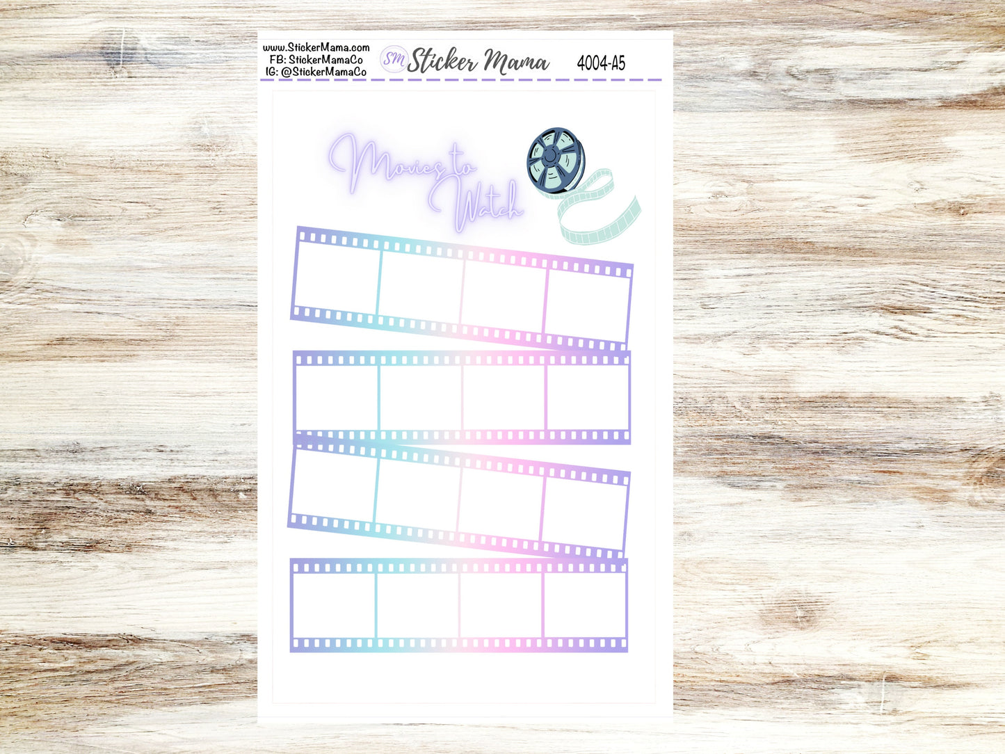 MOVIE TRACKER 4004 - A5 or 7x9 Movie Planner Stickers - Movie Tracker Sticker - Movie Log Sticker