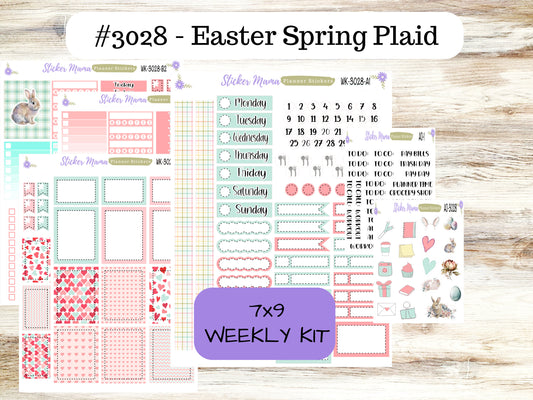 WK-3028 - Easter Spring Plaid   || Weekly Planner Kit || Erin Condren || Hourly Planner Kit || Vertical Planner Kit