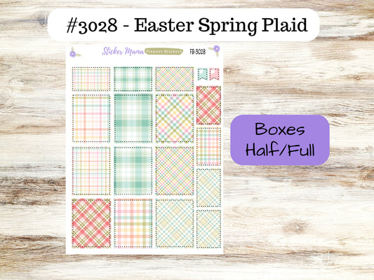 FULL BOXES-3028 || Easter Spring Plaid  || Planner Stickers -|| Full Box for Planners
