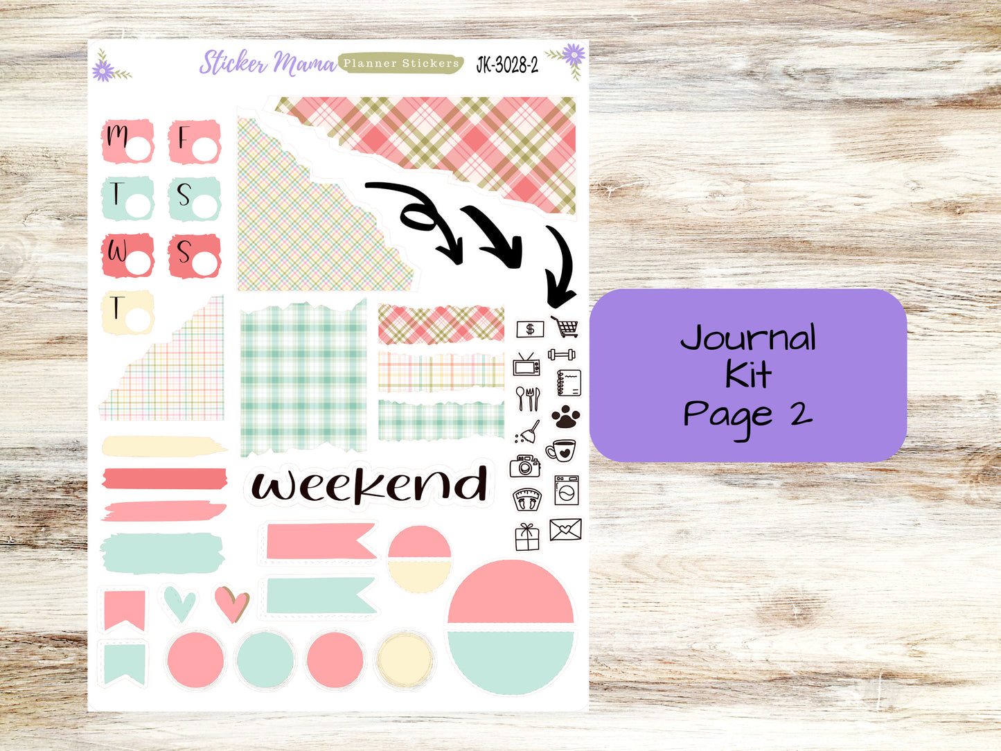 JOURNALING KIT  || #3028 || Easter Spring Plaid  || Journal Planner || Planner Stickers || Journal Stickers