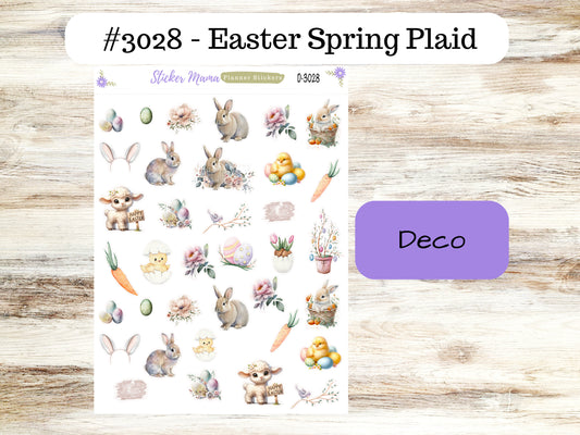 DECO-3028 || Easter Spring Plaid   || PLANNER STICKERS || Spring Stickers ||