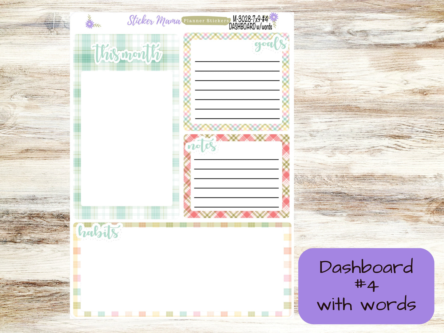 MONTHLY KIT-3028 || 7X9 || Easter Spring Plaid  - 7x9 ec August Monthly Kit - April Monthly Planner Kits -  Monthly Pages