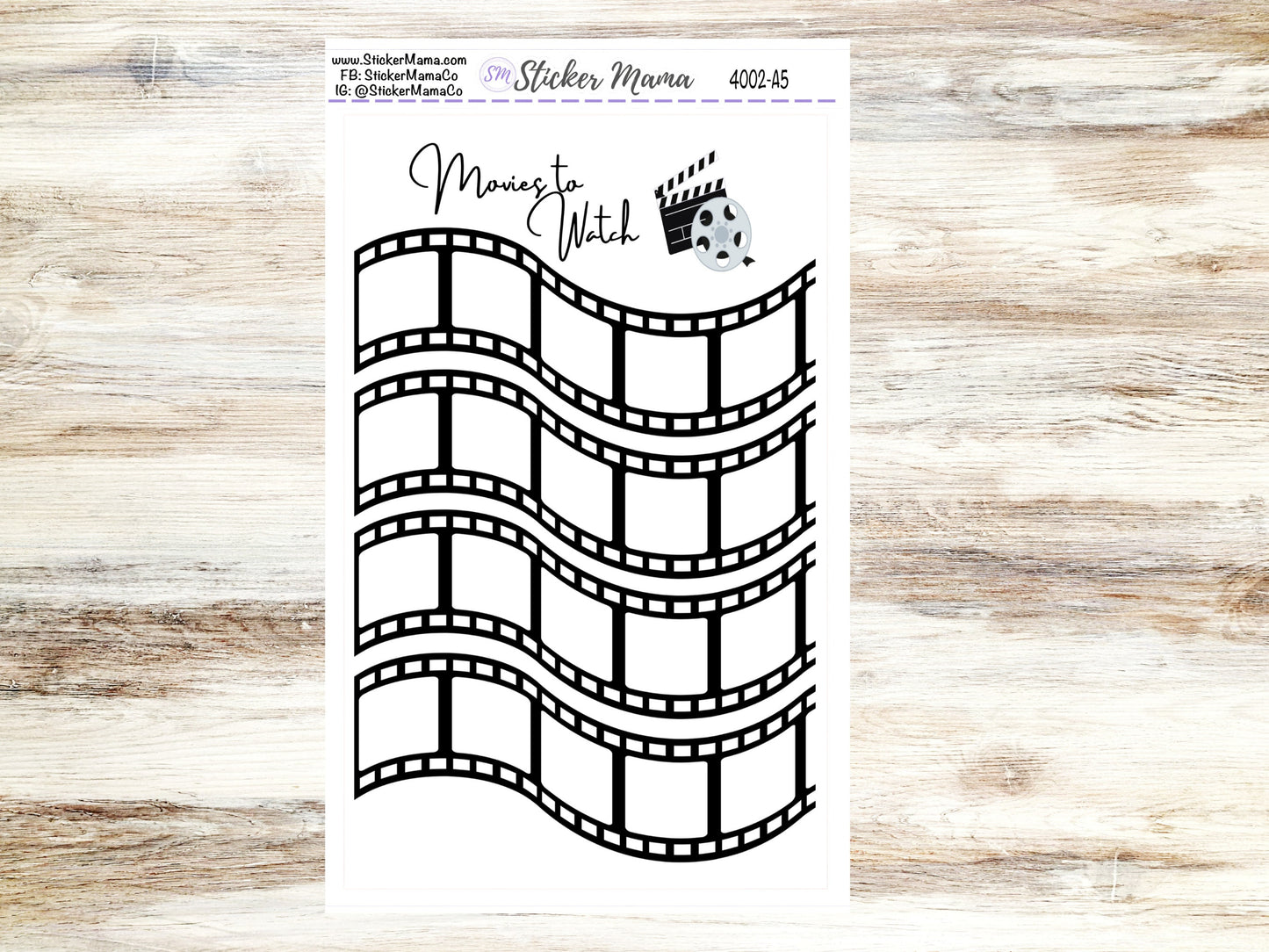 MOVIE TRACKER 4002 - A5 or 7x9 Movie Planner Stickers - Movie Tracker Sticker - Movie Log Sticker