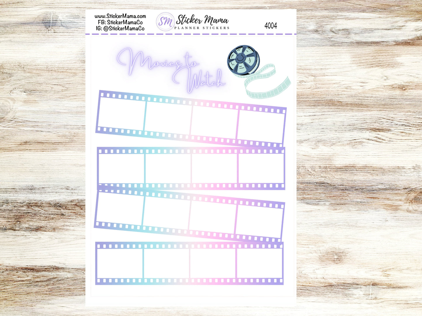 MOVIE TRACKER 4004 - A5 or 7x9 Movie Planner Stickers - Movie Tracker Sticker - Movie Log Sticker